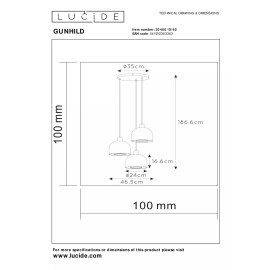 GUNHILD piekarama lampa 3xE27 caurspīdīga (Lucide)