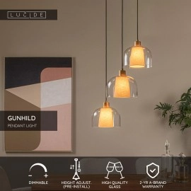 GUNHILD piekarama lampa 3xE27 caurspīdīga (Lucide)