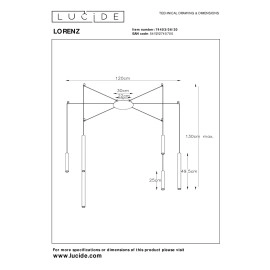 LORENZ LED piekaramā lampa Ø120 cm 6x4 W melna (Lucide)