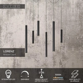 LORENZ LED piekaramā lampa Ø120 cm 6x4 W melna (Lucide)
