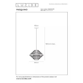 PASQUINO piekarama lampa Ø40 cm 1xE27 melna (Lucide)