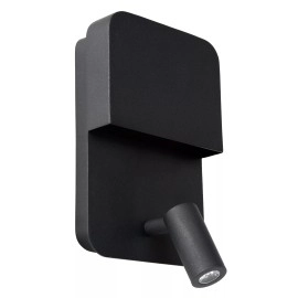Sienas/gultas lampa BOXER LED 5W 3000K ar USB, melna (Lucide)