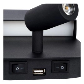Sienas/gultas lampa BOXER LED 5W 3000K ar USB, melna (Lucide)