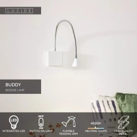 Sienas lasīšanas lampa BUDDY LED 4W 4000K, balta (Lucide)