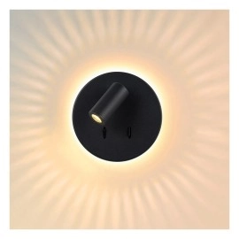 BENTJER LED sienas/naktslampa Ø14 cm 6 W melna (Lucide)