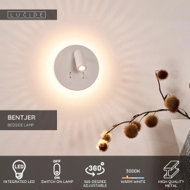 BENTJER LED sienas/naktslampa Ø14 cm 6 W balta (Lucide)