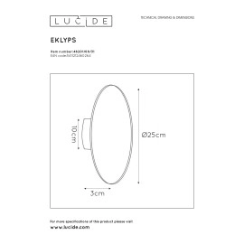 Sienas gaismeklis "EKLYPS LED", LED, Ø25 cm, Lucide, 46201-08-31