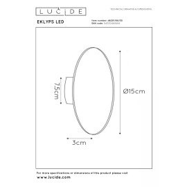 EKLYPS LED sienas lampa 1x7 W melna (Lucide)