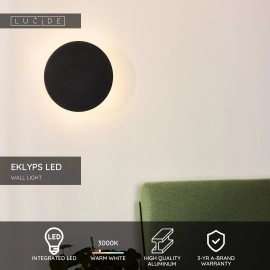 EKLYPS LED sienas lampa 1x9 W melna (Lucide)