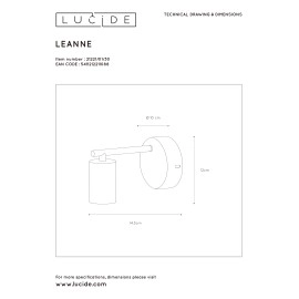 Sienas gaismeklis "LEANNE", 1x E27, Lucide, 21221-01-30