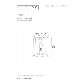 Sienas gaismeklis "THOR", 1xE27, dzelzs pelēka, Lucide, 73202-01-15