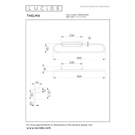 THELMA LED sienas lampa 24 W 2700K melna (Lucide)