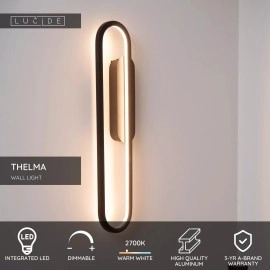 THELMA LED sienas lampa 24 W 2700K melna (Lucide)