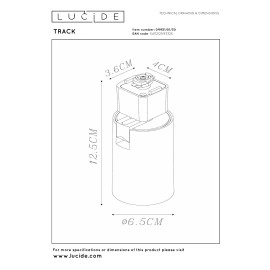 TRACK NIGEL — sliežu prožektors, 1×GU10, IP20, melns (Lucide)