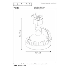 TRACK DORIAN — sliežu prožektors, 1×GU10 (ES111), IP20, balts (Lucide)
