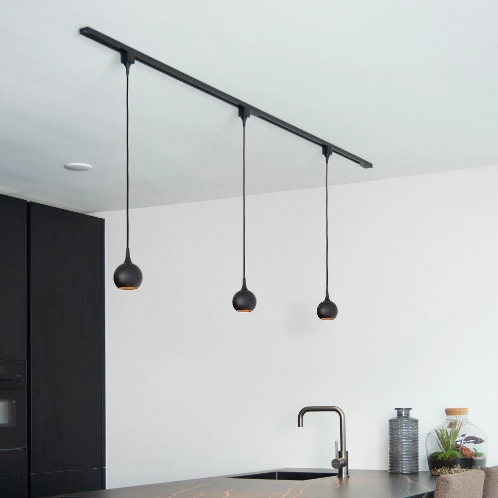 TRACK — sliežu piekaramais gaismeklis, 1×GU10, IP20, melns (Lucide)