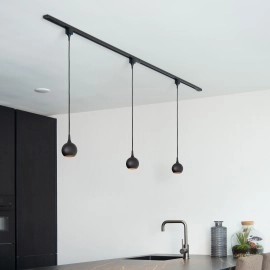 TRACK — sliežu piekaramais gaismeklis, 1×GU10, IP20, melns (Lucide)