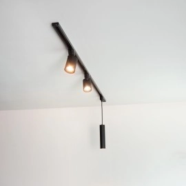 TRACK — I-savienotājs (taisnais), melns, 1-fāzes sliežu sistēmai (Lucide)