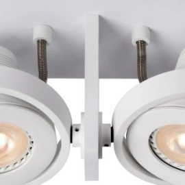 Spotlampa "LANDA", 2 x GU10, 4.5W LED, 640Lm, 3000K, balta/satīna hroma - 17906/10 - Lucide