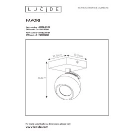 Griestu spot gaismeklis "FAVORI", 1x GU10, Lucide, 09932-01-31