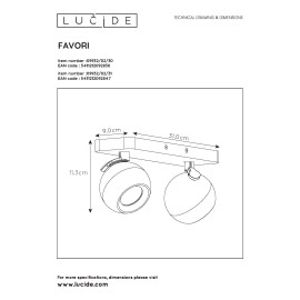 Griestu spot gaismeklis "FAVORI", 2x GU10, Lucide, 09932-02-31