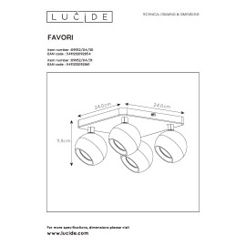 Griestu spot gaismeklis "FAVORI", 4x GU10, Lucide, 09932-04-31