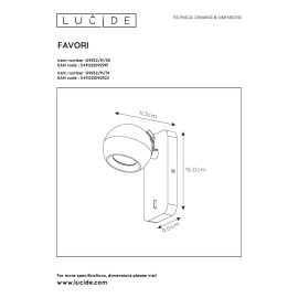 Sienas spot gaismeklis "FAVORI", 1x GU10, Lucide, 09932-11-31