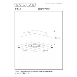 Griestu prožektors XIRAX GU10 1x5W 2200-3000K, balts (Lucide)