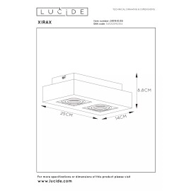 Griestu prožektors XIRAX GU10 2x5W 2200-3000K, melns (Lucide)