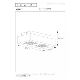 Griestu prožektors XIRAX GU10 2x5W 2200-3000K, balts (Lucide)