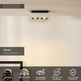Griestu prožektors XIRAX GU10 2x5W 2200-3000K, balts (Lucide)
