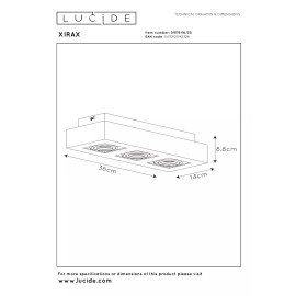 Griestu prožektors XIRAX GU10 3x5W 2200-3000K, melns (Lucide)