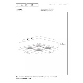 Griestu prožektors XIRAX GU10 4x5W 2200-3000K, balts (Lucide)