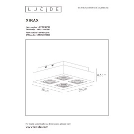 Griestu gaismeklis "XIRAX", 4x GU10, alumīnijs, Lucide, 09119-21-30