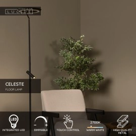 LED stāvlampa CELESTE Ø 28 cm, 24 W, 1112 lm, 2700 K, melna (Lucide)