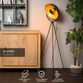 Stāvlampa ALVARO 66,5 × 34,5 × 148 cm, 1×E27, melna/zeltīta (Lucide)