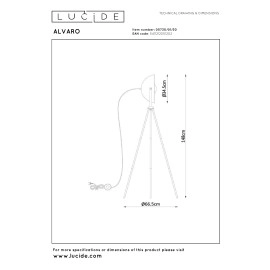 Stāvlampa ALVARO 66,5 × 34,5 × 148 cm, 1×E27, melna/zeltīta (Lucide)