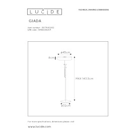 Stāvlampa "GIADA", 2x E27, matēta zelta, misiņa, tērauds, Lucide, 30770-02-02