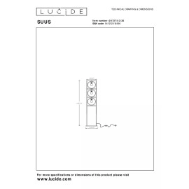 Lucide SUUS stāvlampa - 3xE27 - Melna - 145 cm