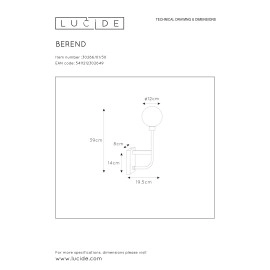 Vannas istabas sienas gaismeklis "BEREND", 1x G9, LUCIDE, 30266-01-30