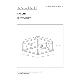 Vannas istabas griestu lampa "CARLYN", 2 x E14, alumīnijs, LUCIDE, 27100-02-30
