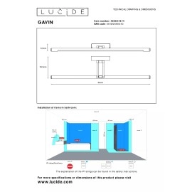 Vannas istabas LED spoguļa apgaismojums "GAVIN", hroms, 1x12W, 3000K, Lucide, 48202-12-11
