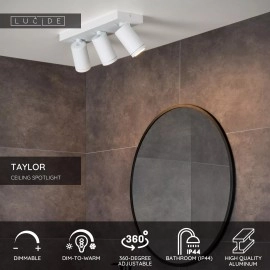 Vannas istabas griestu prožektors TAYLOR 3xGU10, IP44, balts (Lucide)