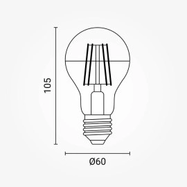 Optonica A60 LED spuldze E27, puszelta stikls, 7W, 800lm, 2700K