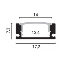 Alumīnija profils LED lentei H6 mm, 2 m, pelēks (OPTONICA)