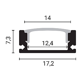 Alumīnija profils LED lentei H6 mm 2 m pelēks (OPTONICA 5191)