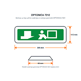 Evakuācijas virziena uzlīme ar bultiņu uz leju gaismeklim 7201 (Optonica 7212)