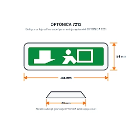 Evakuācijas virziena uzlīme ar bultiņu uz leju gaismeklim 7201 (Optonica 7212)
