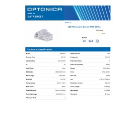 Optonica 7315 mikroviļņu kustības sensors IP20, 5,8GHz, 180°/300°