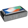 Bezvadu lādētājs-pulkstenis ar termometru, USB un modinātāju, melns (Optonica)